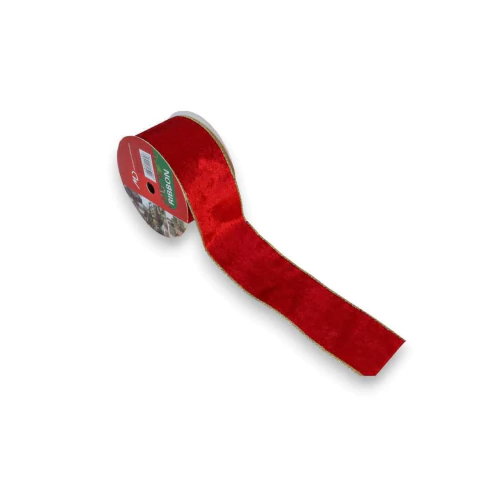 Fita de Veludo Vermelha fundo Dourado 6,3cm