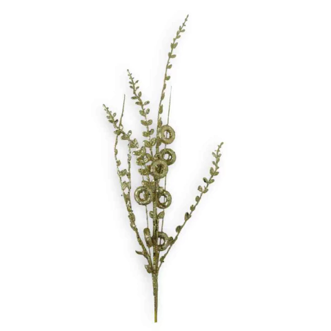 Ponteira Dourada C/ Folhas e Anéis 80cm