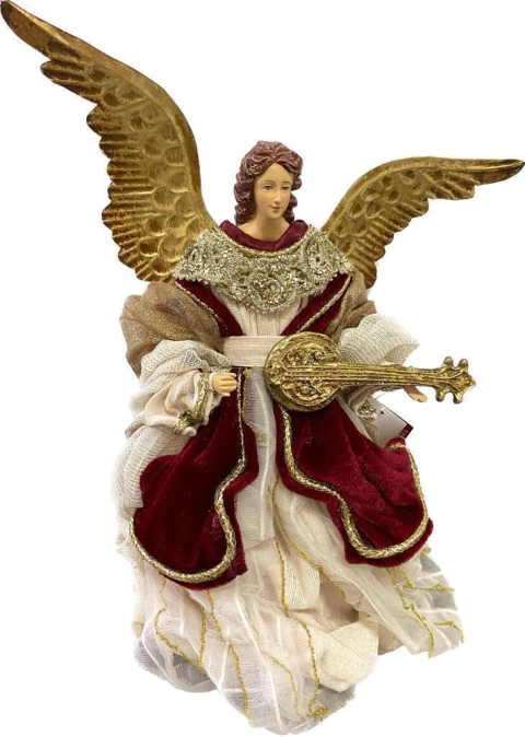 Anjo Branco Com Manto Vermelho 32cm