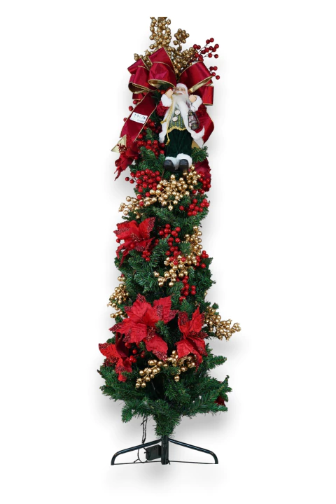 Árvore Slim Decorada Vermelho/Verde 160cm