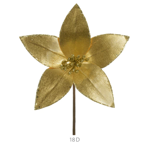 Flor Metalizada Dourada 15cm