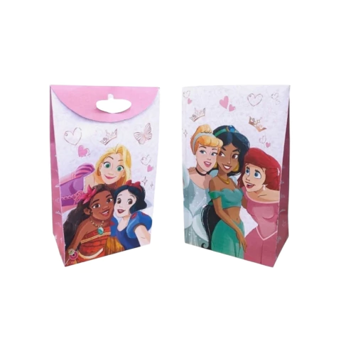 Bolsa Cartón Fuelle con Glitter Princesas x8 - comprar online