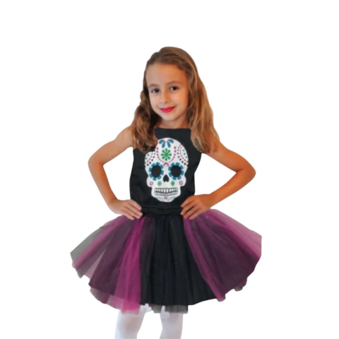 Disfraz Catrina con Pollera Tull T.1 - comprar online
