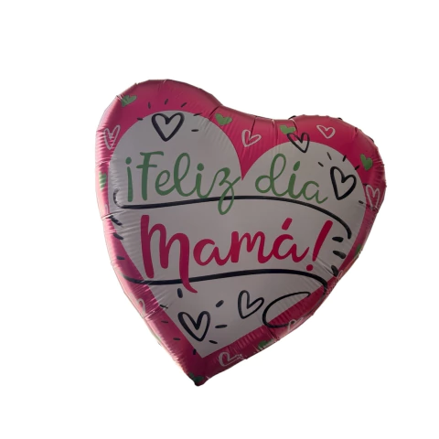 Globo corazón metalizado Feliz Día Mamá 45 cm. - comprar online