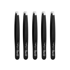 Kit 5 Pinças PS02 Ponta Reta Diamantada Profissional