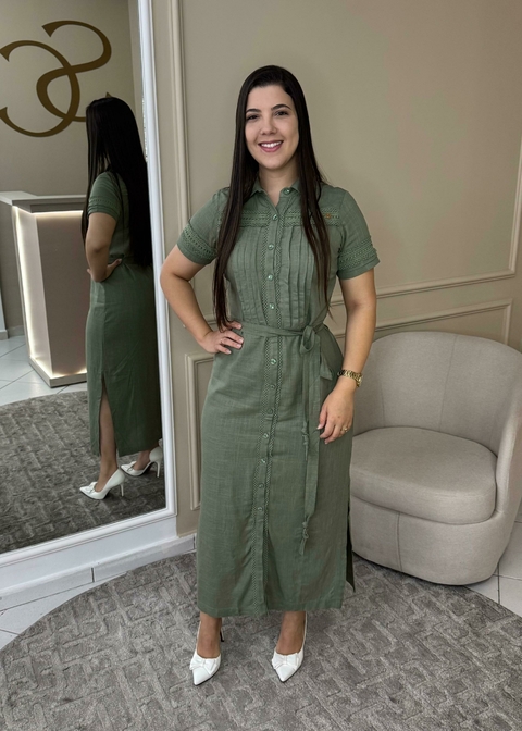 Vestido Chemisie Marta - Verde Azeitona - comprar online