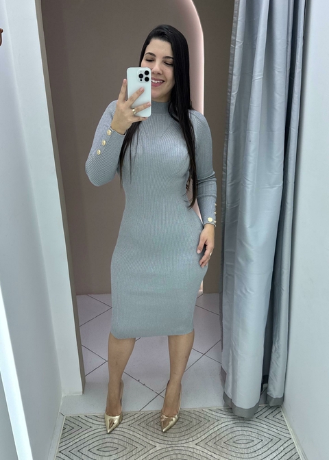 Vestido em Tricô - Cinza