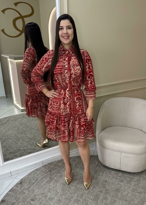 Vestido Manu - Estampado Vermelho