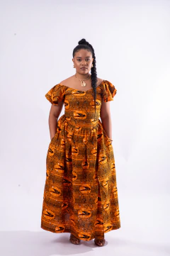 Vestido longo com manga babado - loja online