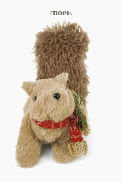 Esquilo Natal sentado pelúcia nude/vermelho - 16cm c/1