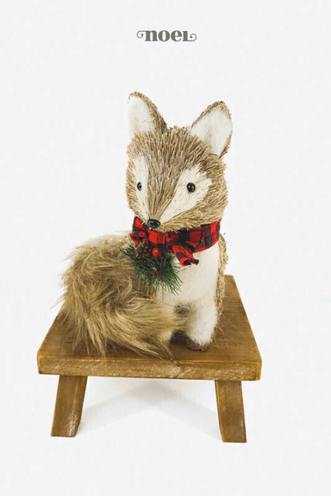 Raposa Natal sentada palha marrom/nude - 27cm c/1