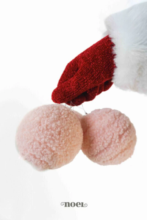 Bola decorada Natal Bouclé rosa - 8cm c/3