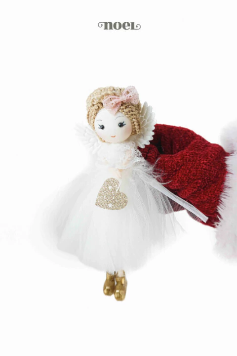 Boneca Angel tecido vestido tulê branco - 18cm