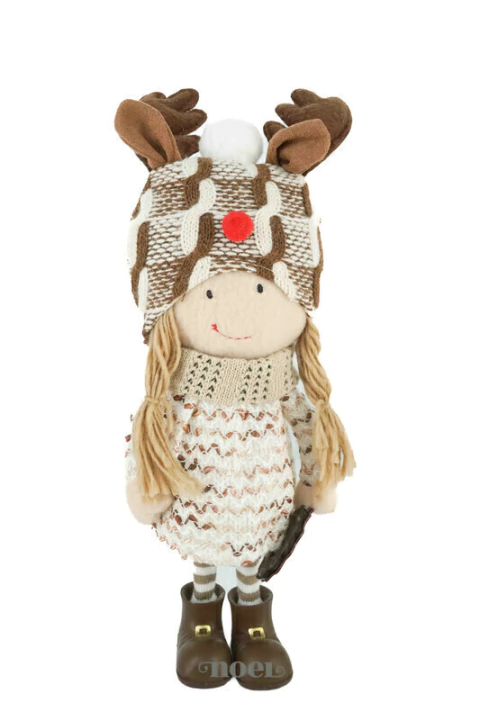 Boneca tecido em pé nude/marrom - 38cm