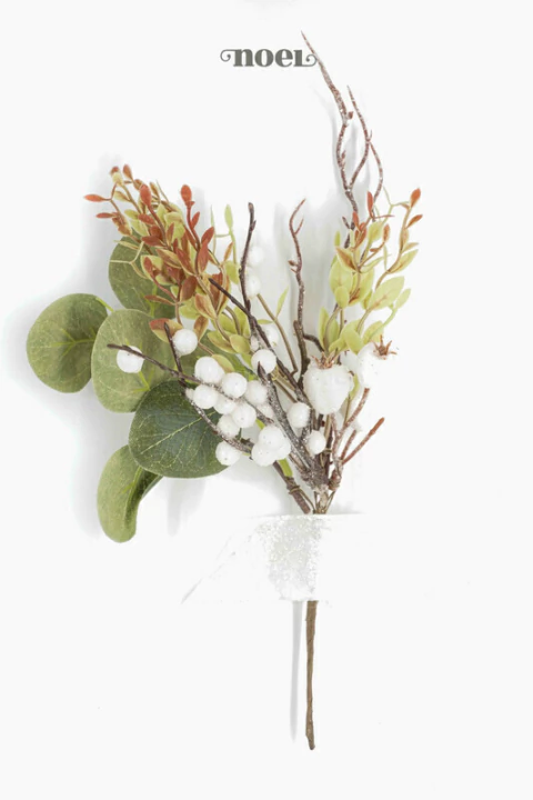 Galho natalino berry branco/verde - 35cm c/1