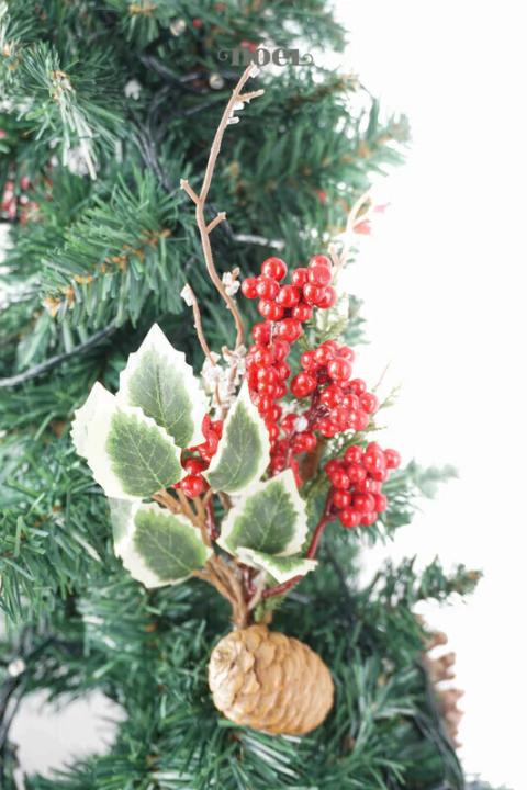 Galho natalino berry c/ pinha verde/vermelho/marrom - 35cm c/1 - comprar online