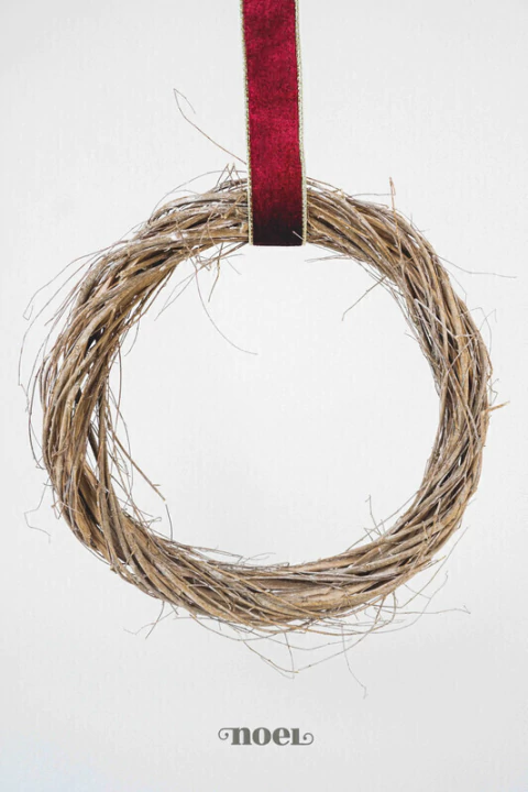 Guirlanda rústica rattan/vime nude/branco - 30cm