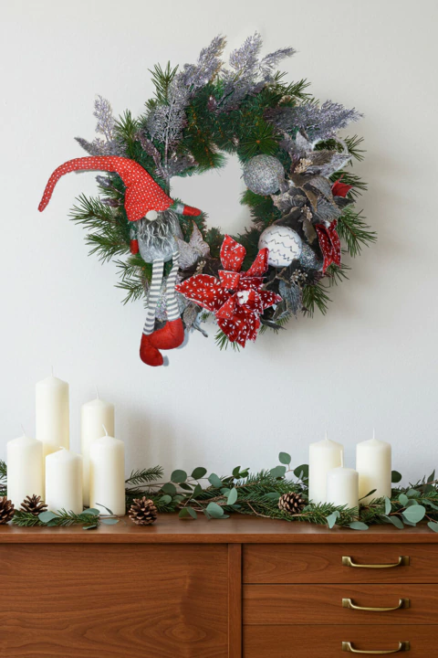 Kit Guirlanda Faça Você Mesmo Noel Escandinavo - Vermelho/Prata/Branco - 60cm