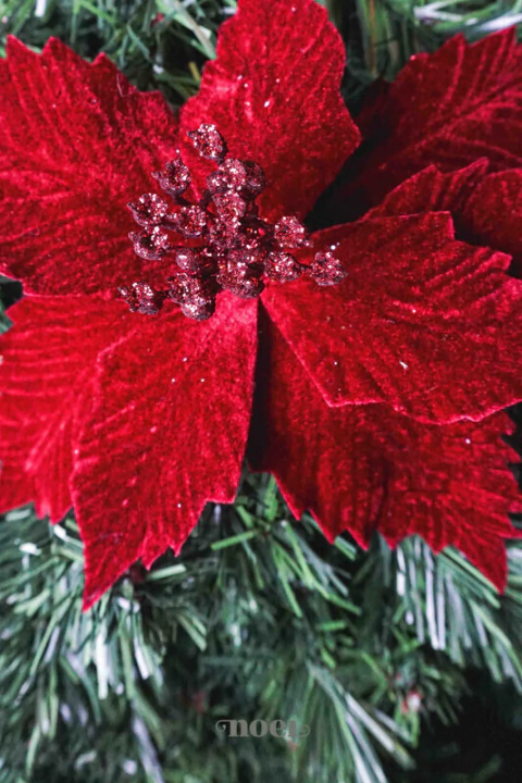 Flor natalina poinsettia veludo bordô - 24cm c/1 - comprar online