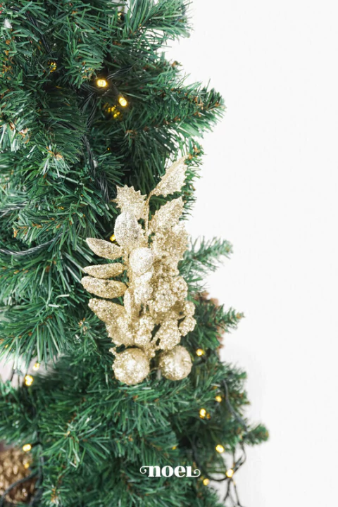 Galho natalino c/ glitter champanhe - 35cm c/1 - comprar online