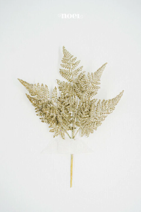 Galho natalino c/ glitter champanhe - 38cm c/1