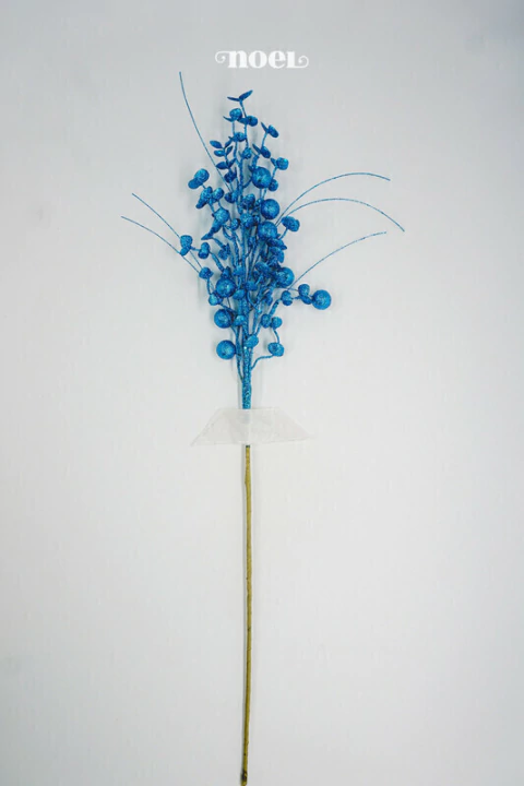 Galho natalino c/ glitter azul- 80cm c/1