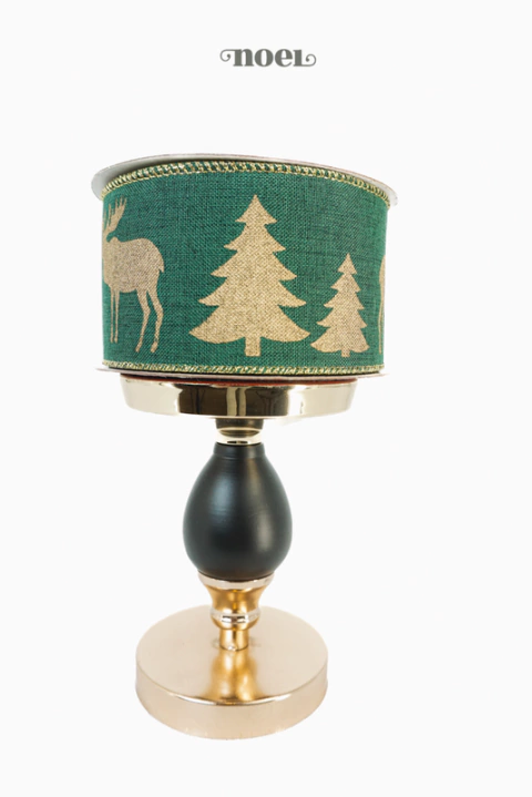 Fita Natal Aramada c/ Renas/Árvores Verde/Dourado - 6.3cmx9.14m - c/1