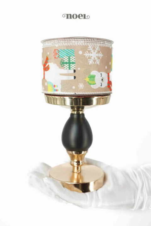 Fita aramada poliéster c/ renas nude/branco/verde - 6,3cmx9,14m c/1