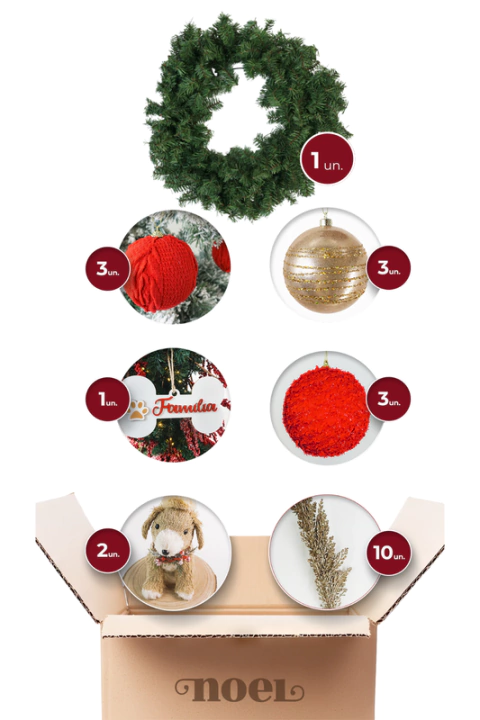 Kit Enfeites + Guirlanda Pet Vermelho/Branco - 60cm