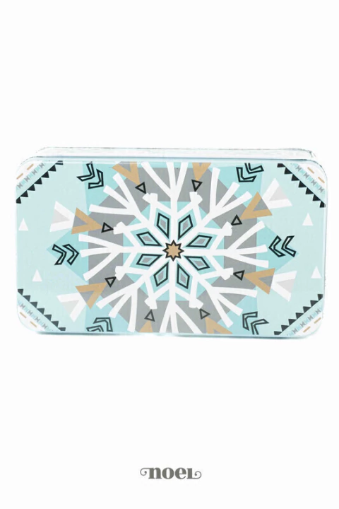 Lata Metal Natal Floco de Neve Verde/Branco - 5cm c/2