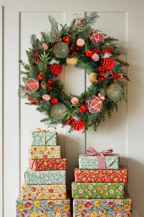 Kit Para Guirlanda Faça Você Mesmo Confeitos Verde/Vermelho - comprar online