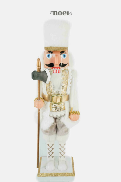 Quebra nozes em pé branco/dourado - 38cm