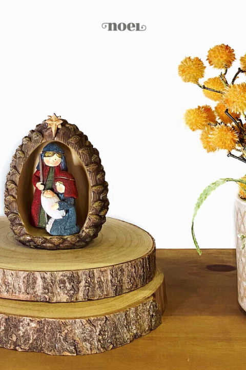 Sagrada Família Resina Marrom/azul/vermelho - 12cm