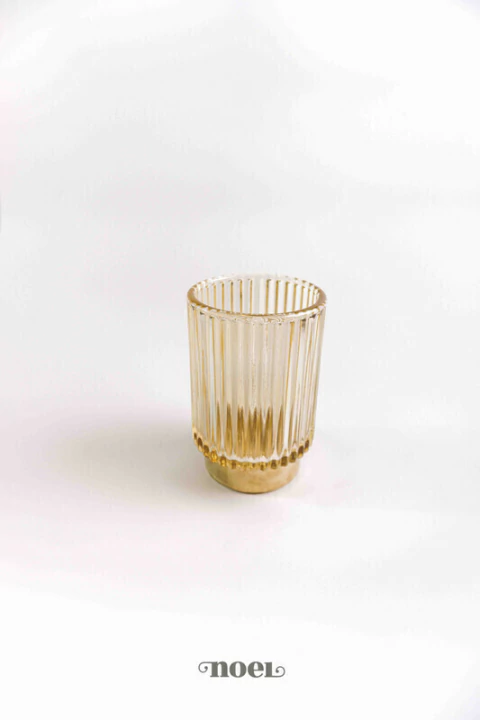 Vaso vidro texturizado dourado - 13cm c/1