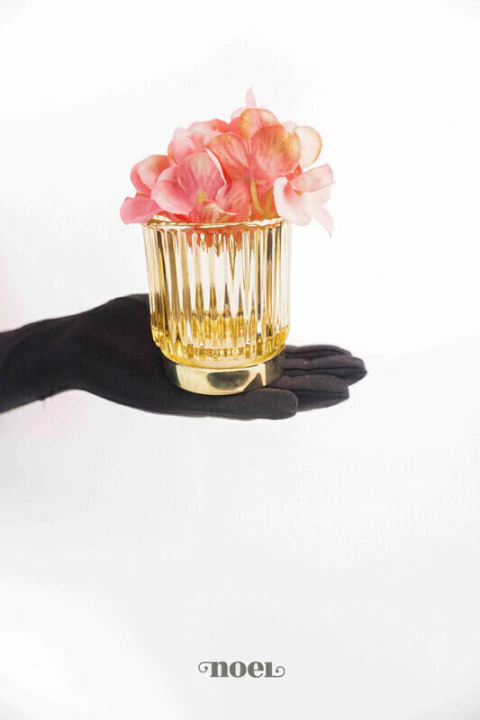 Vaso vidro texturizado dourado - 8cm c/1