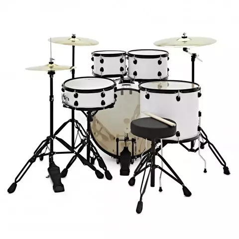Batería de 5 Cuerpos con Fierros y Platillos Blanca POWER JBP0901BLA - comprar online