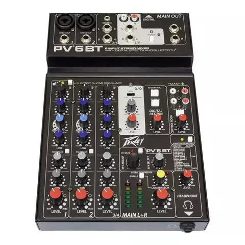 Consola Peavey Pv-6 Bt Mixer 6 Ch Bluetooth Usb Efectos - comprar online