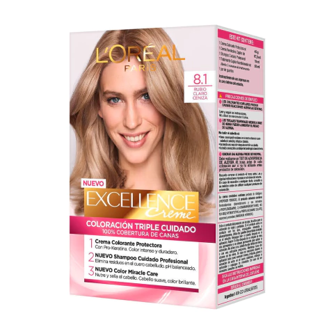 Kit Coloracion Excellence Creme Triple Cuidado Rubio Claro Loreal Paris - comprar online