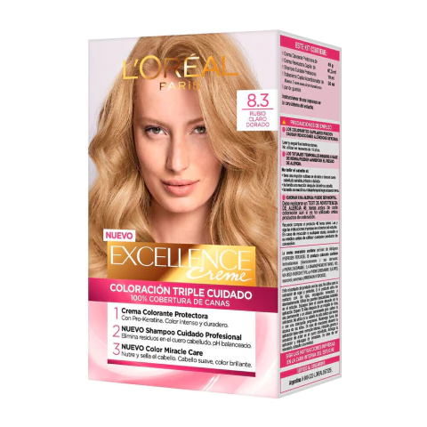 Kit Coloracion Excellence Creme Triple Cuidado Rubio Claro Loreal Paris en internet