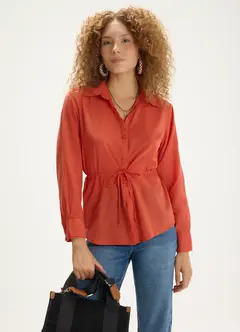 Camisa Voil Acinturada Vermelho Cantão