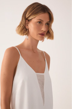 Vestido Cropped Linho Com Tela - Almabô