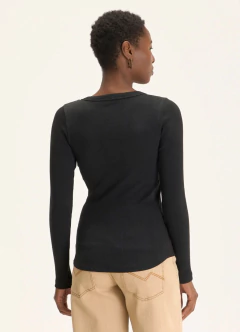 Blusa Ribana Manga Longa Preta Cantão - Almabô