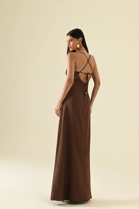 Vestido longo chocolate Beatrice