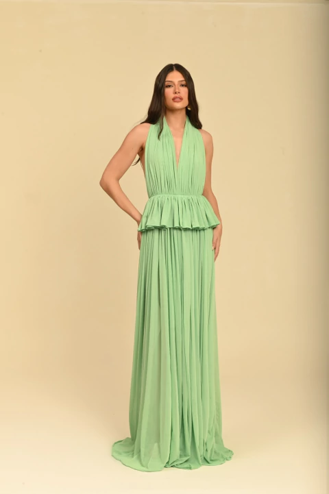 Vestido longo drapeado Mint