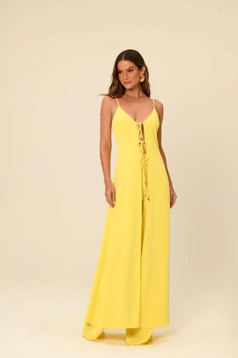 Conjunto túnica e calça amarelo brisa