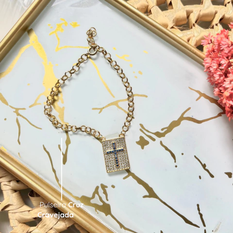 Pulseira Cruz Cravejada - comprar online