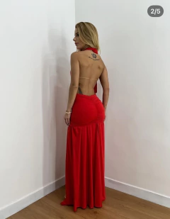 Vestido cortina e decote em V - comprar online