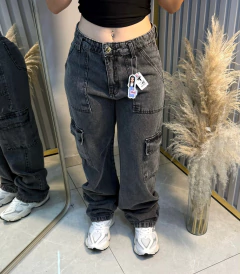 Wide leg cargo - 2 bolsos grafite - comprar online