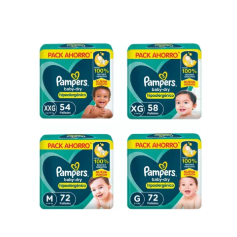 Pampers Baby Dry hipoalergénico Mx72/Gx72/XGx58/XXGx54 - comprar online