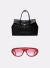 Kit EORA com bolsa preta Onyx e óculos de sol Maxi Vértice vermelho com lentes rosadas